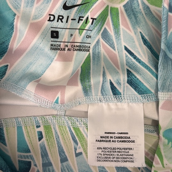 Nike One Luxe High Rise Tropical Print Training Tight Leggings Teal Blue Size S - Picture 6 of 6